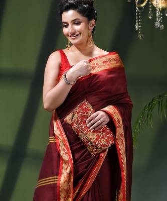 Women's pure cotton silk saree prema design party wear linen handloom fancy cotton saree 5