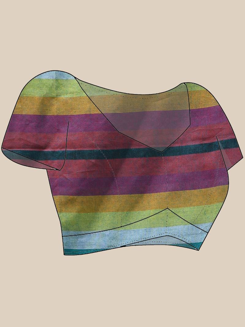 Women's pure cotton chettinad linen silk saree rainbow design daily wear fancy wedding cotton saree