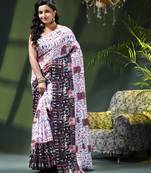 Women's kalamkari silk sarees fancy satin party wear printed kalamkari soft saree for women