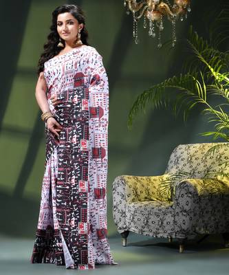 Women's kalamkari silk sarees fancy satin party wear printed kalamkari soft saree for women 2