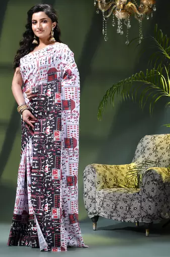 Women's kalamkari silk sarees fancy satin party wear printed kalamkari soft saree for women