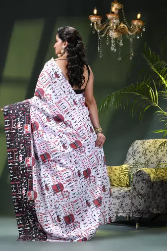 Women's kalamkari silk sarees fancy satin party wear printed kalamkari soft saree for women