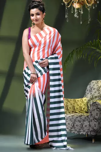 Women's silk fancy party wear chiffon georgette sari latest suhasini printed pure crepe sarees for women