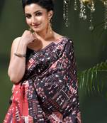 Women's kalamkari silk sarees fancy satin party wear printed kalamkari soft saree for women