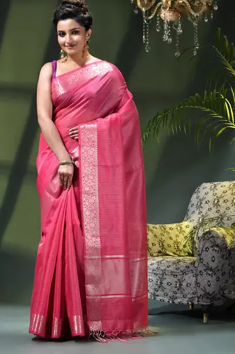 Women`s kanjivaram silk party wear trendy zari work kanak design kora tissue banarasi saree for women