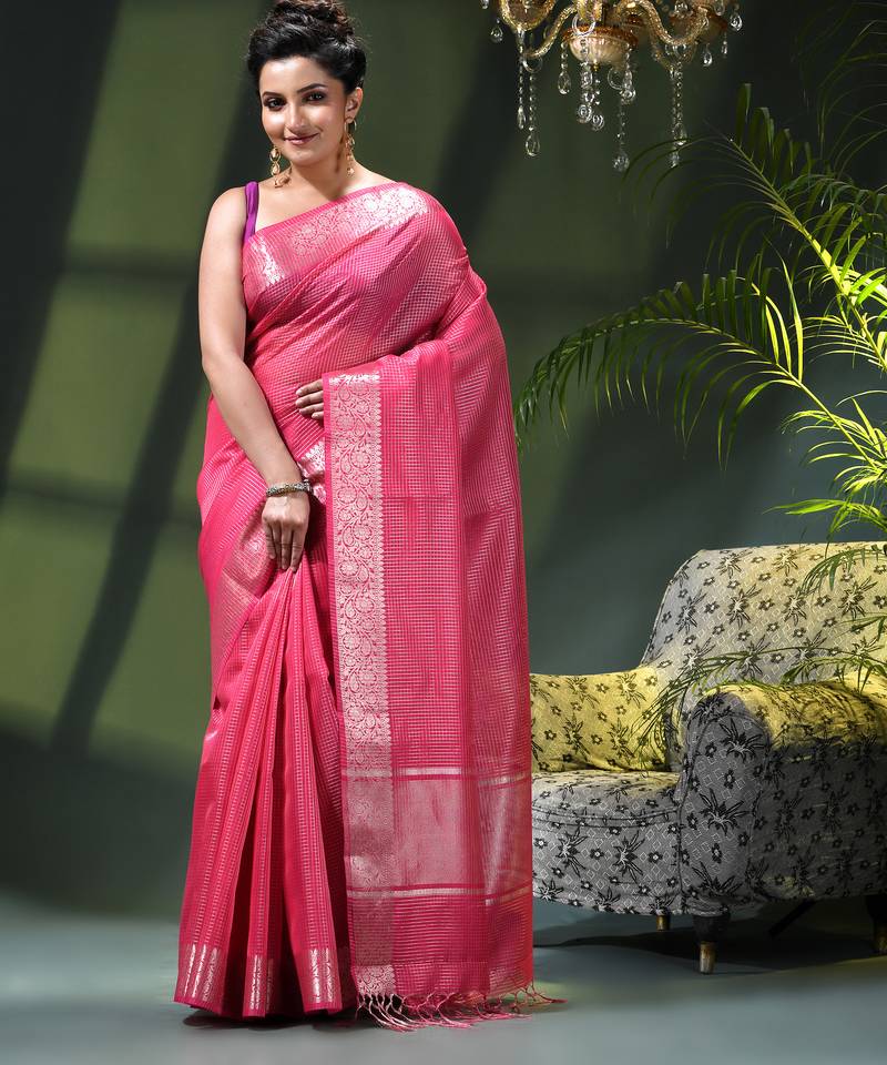 Women`s kanjivaram silk party wear trendy zari work kanak design kora tissue banarasi saree for women