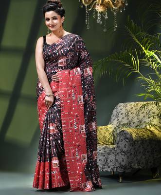 Women's kalamkari silk sarees fancy satin party wear printed kalamkari soft saree for women 2