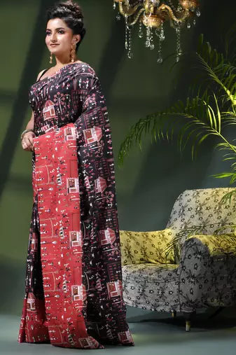 Women's kalamkari silk sarees fancy satin party wear printed kalamkari soft saree for women