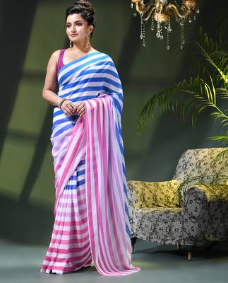 Chiffon georgette chandni design farewell party wear saree for women 2