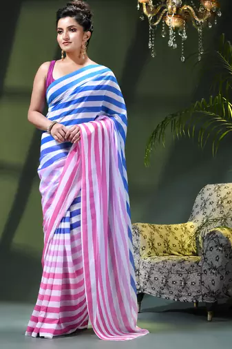 Chiffon georgette chandni design farewell party wear saree for women
