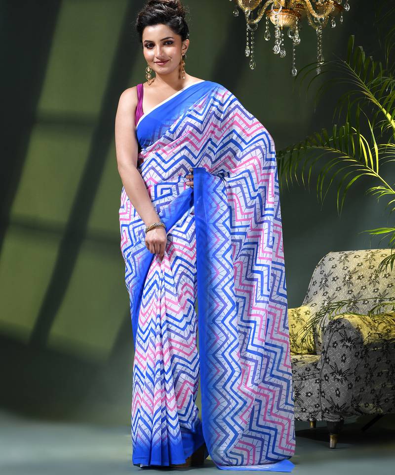Georgette chiffon saree latest wedding rekhamaya printed cotton chiffon saree for women