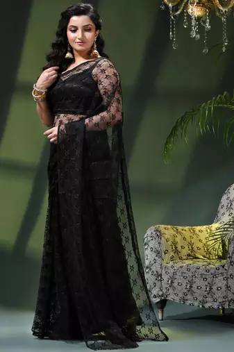 Fancy net sequin soft net saree party wear chiffon wedding silk georgette heavy design farewell saree for women