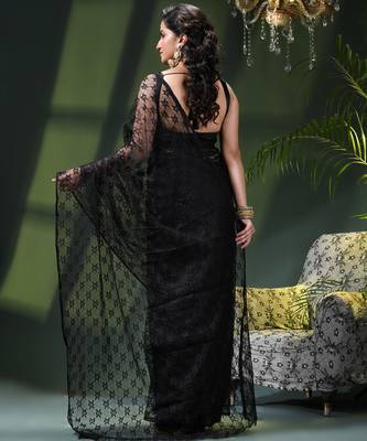 Fancy net sequin soft net saree party wear chiffon wedding silk georgette heavy design farewell saree for women 3