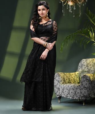 Fancy net sequin soft net saree party wear chiffon wedding silk georgette heavy design farewell saree for women 4