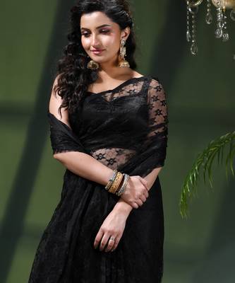 Fancy net sequin soft net saree party wear chiffon wedding silk georgette heavy design farewell saree for women 5