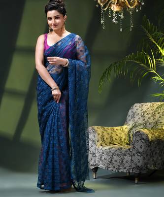 Fancy net sequin soft net saree party wear chiffon wedding silk georgette heavy design farewell saree for women 1