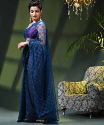 Fancy net sequin soft net saree party wear chiffon wedding silk georgette heavy design farewell saree for women 3