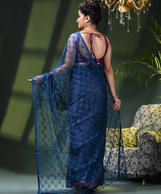 Fancy net sequin soft net saree party wear chiffon wedding silk georgette heavy design farewell saree for women 4