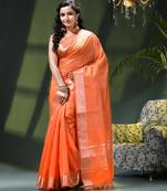 Women`s kanjivaram silk party wear trendy zari work kanak design kora tissue banarasi saree for women