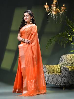 Women`s kanjivaram silk party wear trendy zari work kanak design kora tissue banarasi saree for women 3