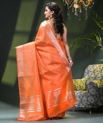 Women`s kanjivaram silk party wear trendy zari work kanak design kora tissue banarasi saree for women 4