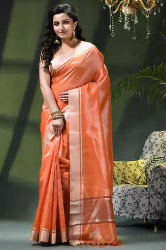 Kanjivaram silk saree trendy kora tissue desinge organza swarnika zari banarasi saree for women