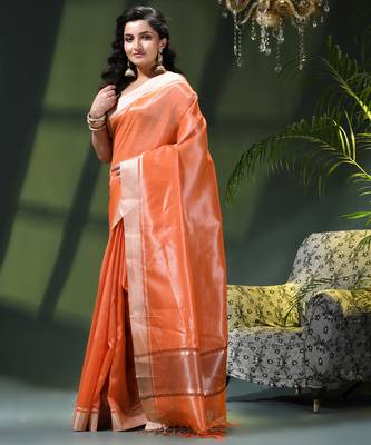 Kanjivaram silk saree trendy kora tissue desinge organza swarnika zari banarasi saree for women 2