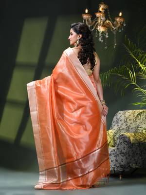 Kanjivaram silk saree trendy kora tissue desinge organza swarnika zari banarasi saree for women 3