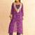 Qirat purple bandhej mirror lace work fusion set
