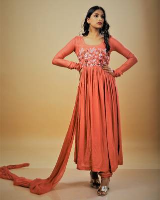 Rust cotton embroidered kurta sets 2