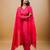 Fuchsia cotton blend embroidered kurta sets