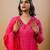 Fuchsia cotton blend embroidered kurta sets