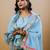 Blue chanderi embroidered kurta sets
