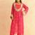 Nitya magenta pink bandhej mirror lace work fusion set