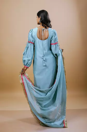 Blue chanderi embroidered kurta sets