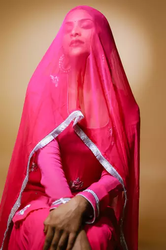 Fuchsia georgette embroidered kurta sets