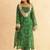 Editha green bandhej mirror lace work fusion set