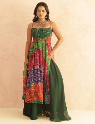 Devika multicolored bandhani kurta set 5