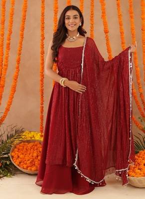 Joshna red lurix kurta set 5
