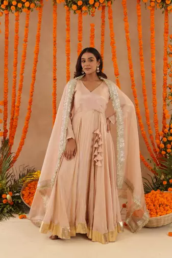 Shreya beige anarkali set