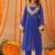 Mousmi royal blue mirror lace work fusion set