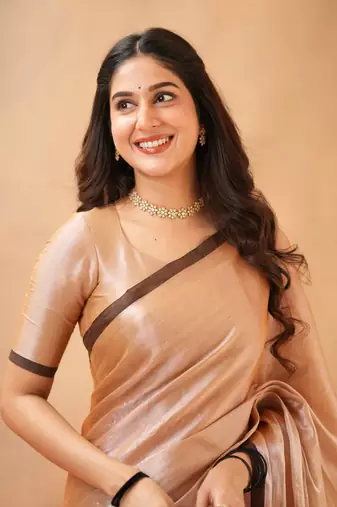 Beige Pure Tissue Cotton Handloom South Indian Style Saree with Unstitched Blouse Piece 