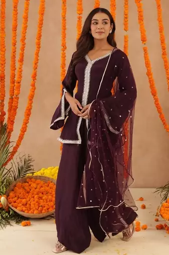 Zehra wine purple coord set