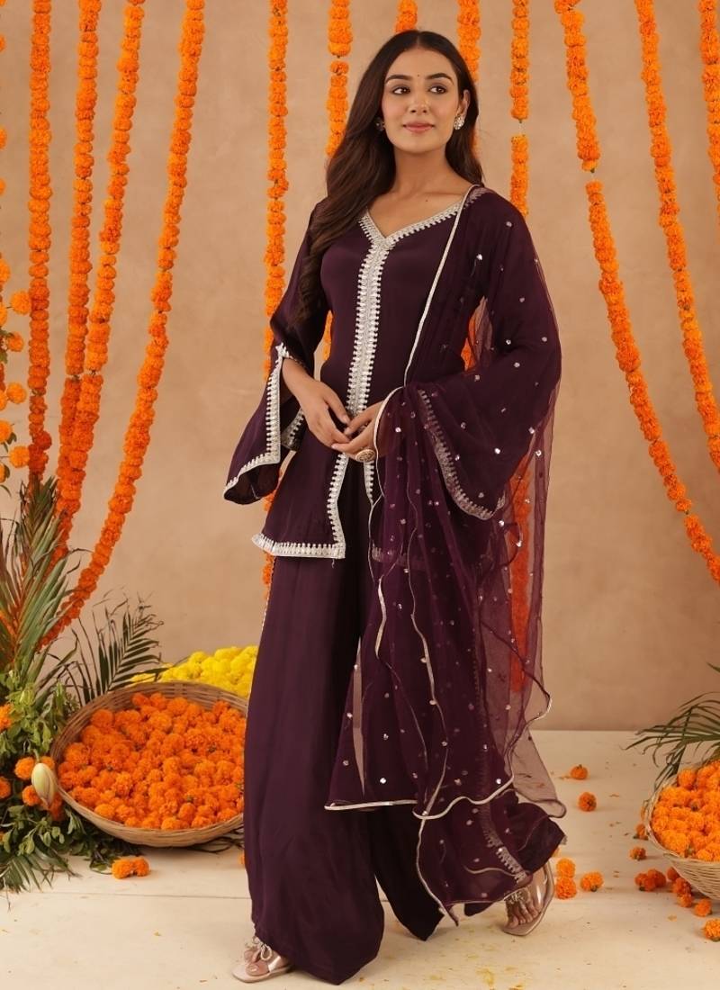 Zehra wine purple coord set