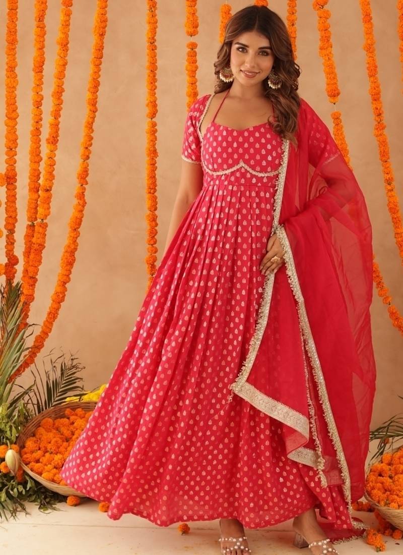 Kanak pink anarkali set