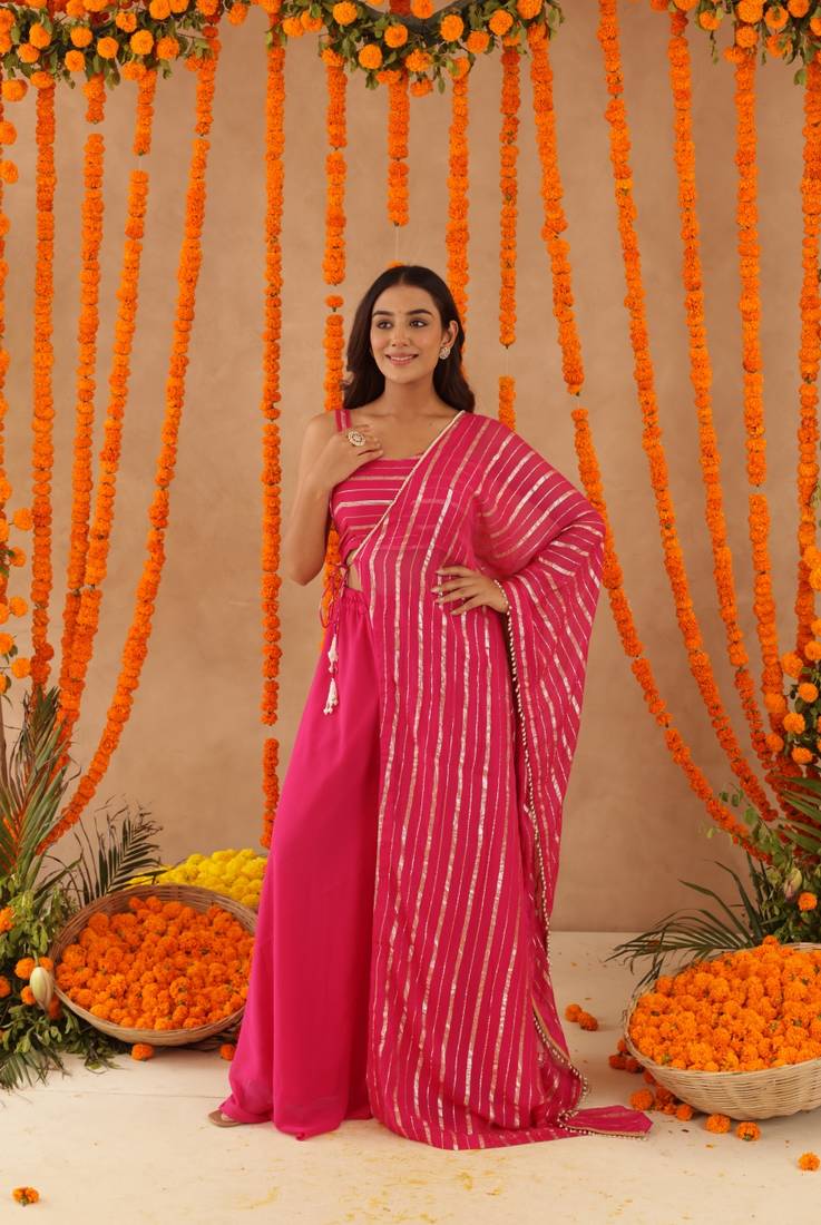 Naaya pink lurix fusion set