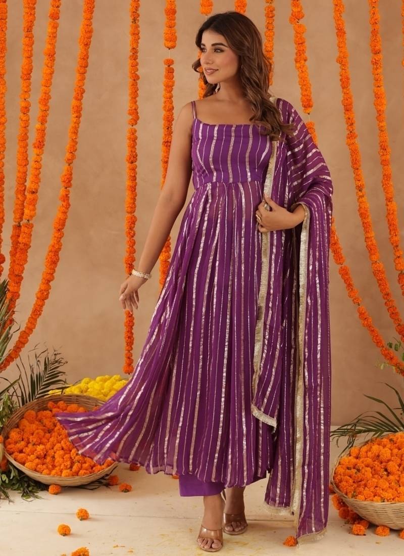 Kashish purple anarkali set