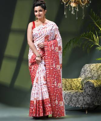 Women's kalamkari silk sarees fancy satin party wear printed kalamkari soft saree for women 1