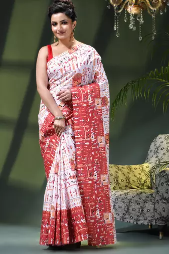 Women's kalamkari silk sarees fancy satin party wear printed kalamkari soft saree for women