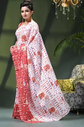 Women's kalamkari silk sarees fancy satin party wear printed kalamkari soft saree for women